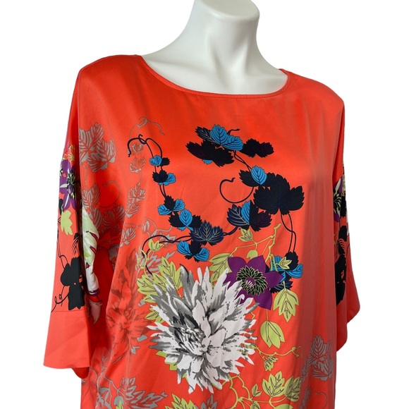 Soft Surroundings Floral Polynesian Dress Orange Medium - Picture 4 of 9